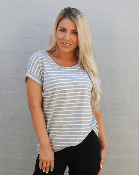 Grey and White Stripe Tee