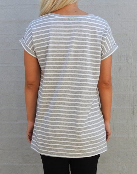 Grey and White Stripe Tee