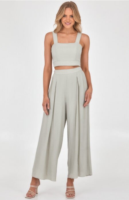 Sage Crop and Pleated Pants