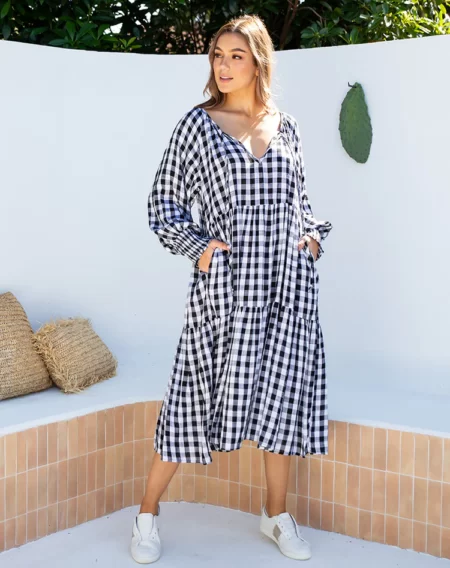 Black Amy Gingham Maxi Dress