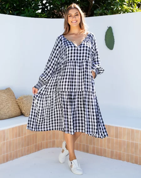 Black Amy Gingham Maxi Dress